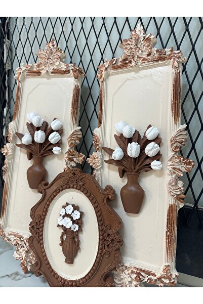busraconcept Çiçekli çerçeveli tablo 3 lü set