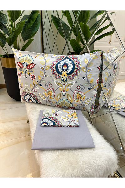 micoton MICOTON 100% COTTON SINGLE PERSON RUBBER-FREE SHEET AND PILLOW CASE SET