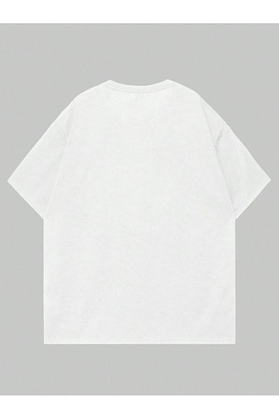 Jose Clothing Μπλουζάκι Unisex Λευκό εμπριμέ από οργανικό βαμβάκι Oversize Cut