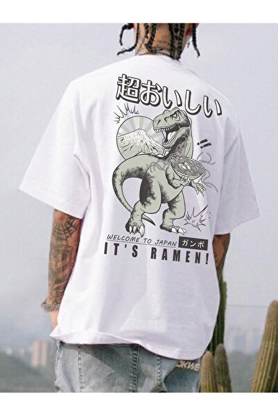 Jose Clothing Μπλουζάκι Unisex Λευκό εμπριμέ από οργανικό βαμβάκι Oversize Cut