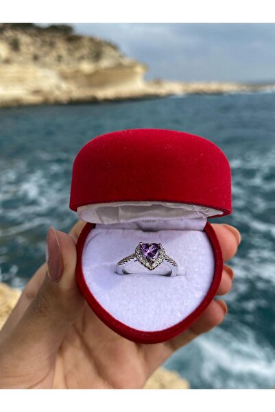 TAKILI KAL ciddi ilişki yüzüğü ayarlanabilir gümüşe mor