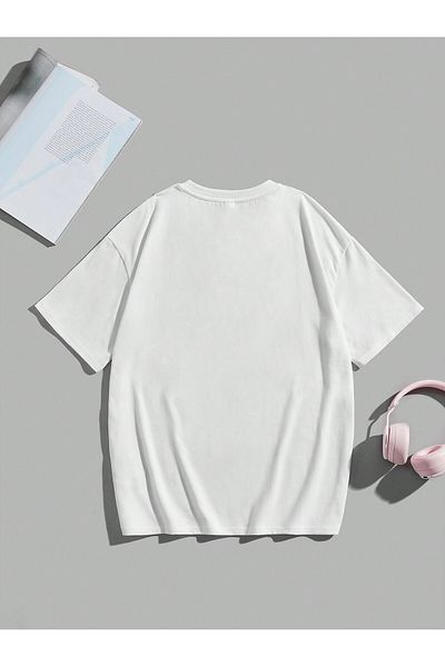 Jose Clothing Μπλουζάκι Unisex Λευκό εμπριμέ από οργανικό βαμβάκι Oversize Cut
