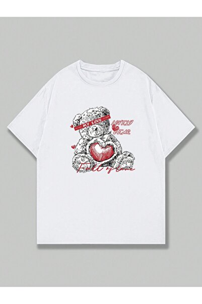 Jose Clothing Μπλουζάκι Unisex Λευκό εμπριμέ από οργανικό βαμβάκι Oversize Cut