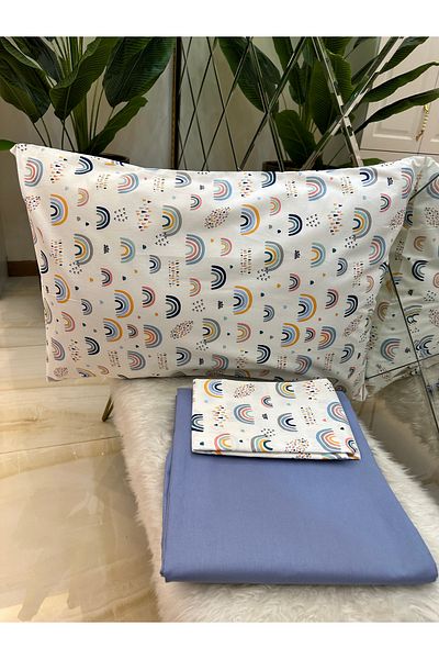 micoton MICOTON 100% COTTON SINGLE PERSON RUBBER-FREE SHEET AND PILLOW CASE SET
