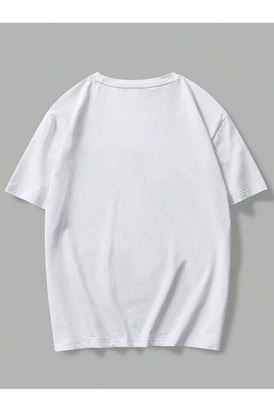 Jose Clothing Μπλουζάκι Unisex Λευκό εμπριμέ από οργανικό βαμβάκι Oversize Cut