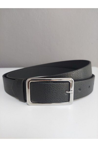 Kemerix Women's Black Silver Buckle Belt