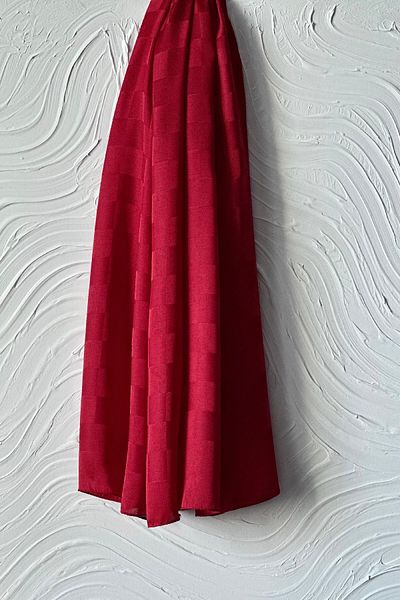 ARMANDA Checkered Italian Jacquard Shawl - Red