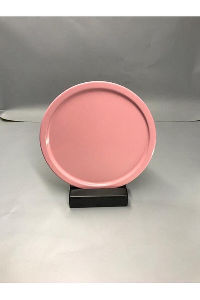 Aslı Hediyelik Metal Lilac Color Single Decorative Tea, Coffee and Cake Service Presentation Tray 23 Cm