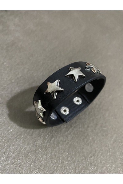 Aksabeltchokers 2.cm yıldız aksesuarlı metalci gotik Bileklik tek ebat 20cm