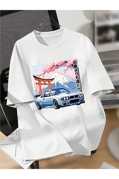Jose Clothing Μπλουζάκι Unisex Λευκό εμπριμέ από οργανικό βαμβάκι Oversize Cut