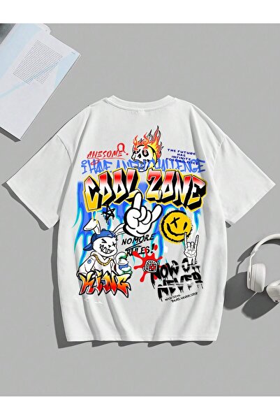 Jose Clothing Μπλουζάκι με λευκή στάμπα Unisex από οργανικό βαμβάκι Oversize