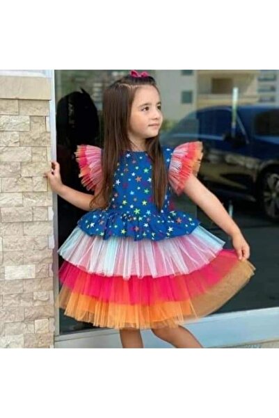 KOKOSH kız çocuk yıldız desenli abiye elbise