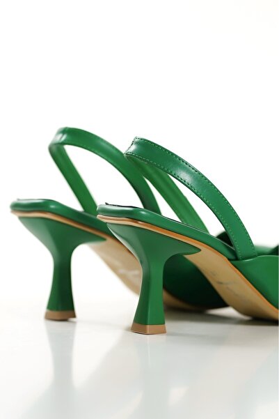 ZİESCE GREEN SKIN WOMEN'S DECOLTE HEELED STILETTO SHOES