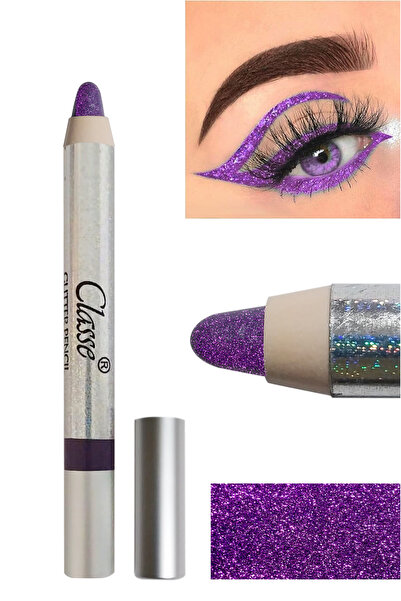 classe Glitter Mor Yumuşak Sürümlü Suya Dayanıklı Işıltılı Far Ve Eyeliner Ka...
