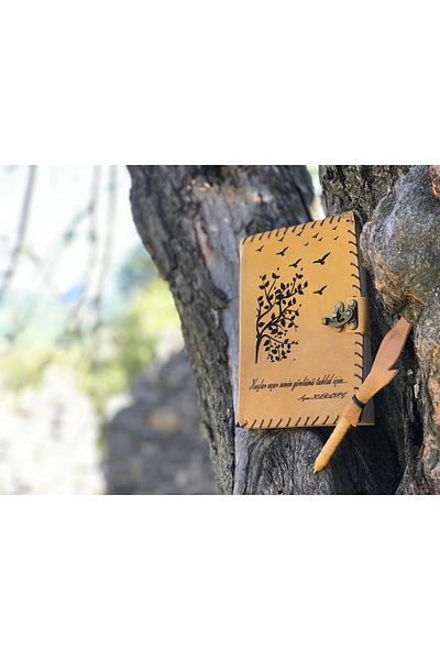 zarif atölye Sezai Karakoç word detailed gift leather notebook