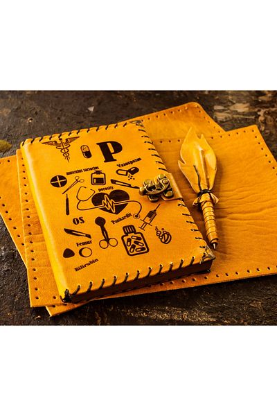 zarif atölye medical detailed leather notebook