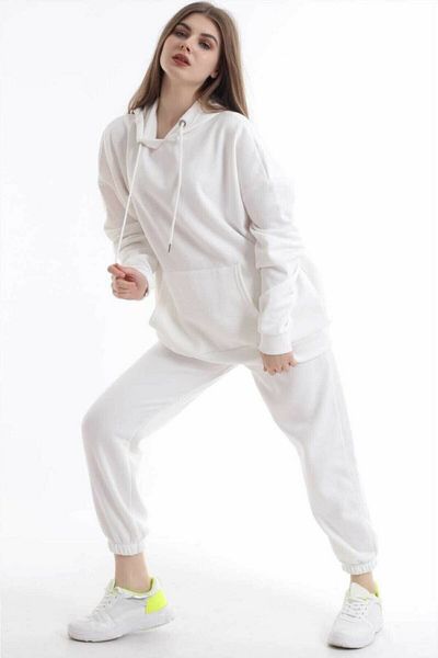 NERGIZ NERGİZ WOMEN'S WHITE TRACKSUIT SET