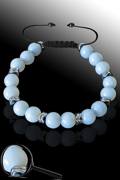 Tesbih Atölyesi Certified Silver Hematite Opal Stone Bracelet - Adjustable
