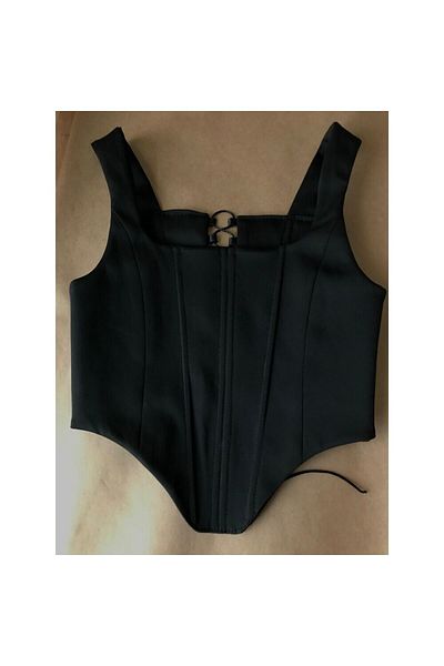 Oment Design Corset negru mat - Bustieră corset cu bretele