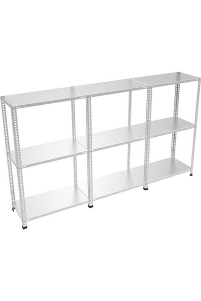 Çelikrafburada ® 43x225x150 3 Katlı 3 Lü Bitişik Çelik Raf Galvaniz Raf Arşiv...