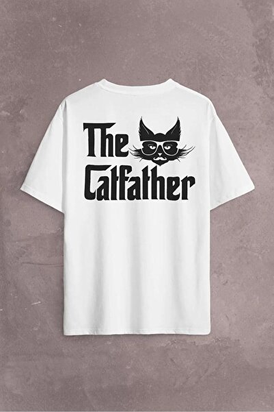 Khione Μπλουζάκι Unisex The Catfather Printed Oversize 100% βαμβάκι