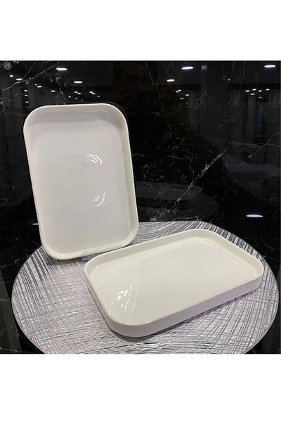 BuNeBox 2-Piece Rectangular Porcelain Presentation Plate 23x15cm