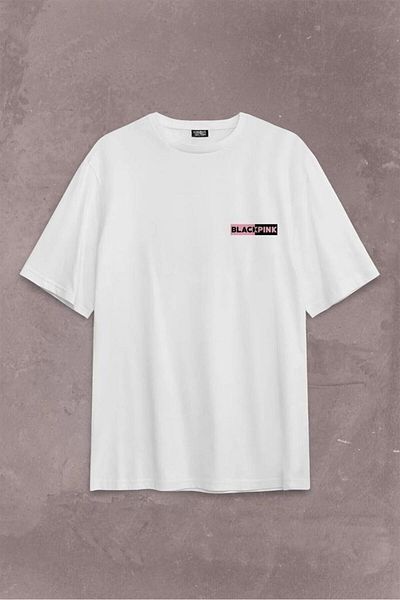 Khione Μπλουζάκι Unisex Μαύρο Ροζ εμπριμέ Oversize 100% βαμβάκι