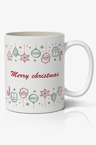 Nostaljik Lezzetler كوب بطابع رأس السنة، كوب قهوة مطبوع، نموذج 25