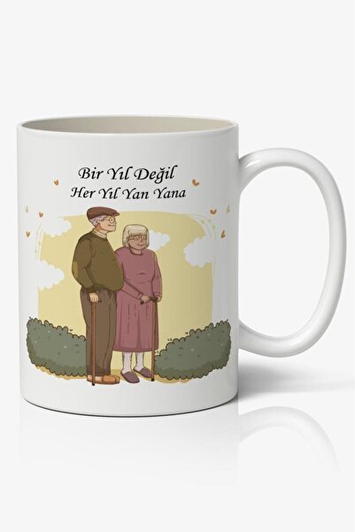 Nostaljik Lezzetler Not One Year Every Year Side by Side Valentine's Special Printed Mug Cup Coffee Mug Cup