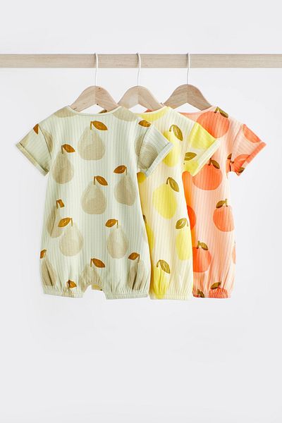 Next Baby 100% Cotton Fruit Patterned 3 Piece Romper Set