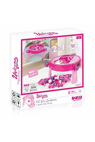 DOLU OYUNCAK 2572 Unicorn 100 Parça Bloklu Aktivite Masası -dolu