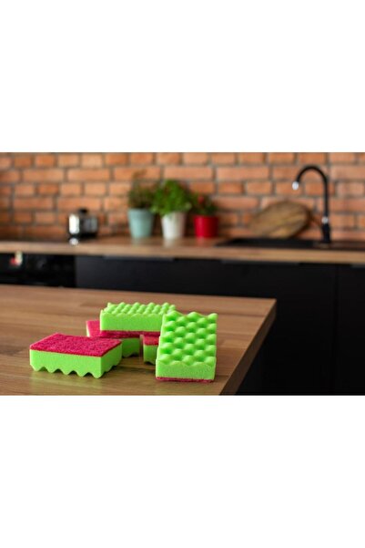 MiniHome York Wave Dalga Tasarımlı Bulaşık Ovma Süngeri 4+1 Adet 030220