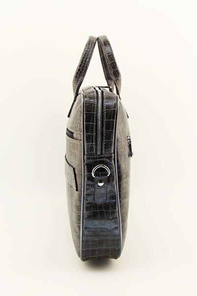 HNB حقيبة لابتوب تمساح باللون الرمادي مقاس 15 و15.6 بوصة للجنسين