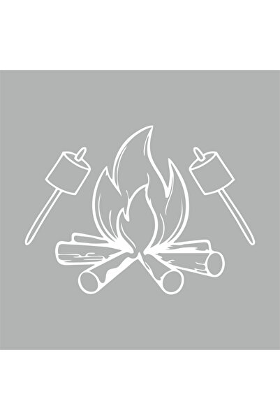 Reysa Tasarım ملصق سيارة كامب فاير 16x13 سم رمادي