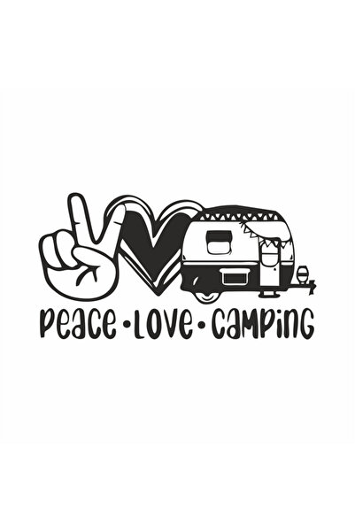 Reysa Tasarım ملصق سيارة للتخييم من Peace Love مقاس 20 × 10 سم باللون الأسود