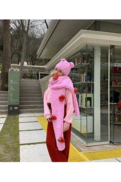 Alize Puffy FORTUNE Woods Puffy Çilek Pembe Atkı Şal