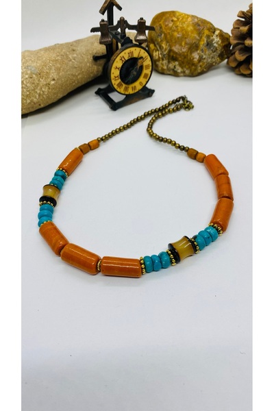 Porsuk Alternatif Handmade Design Indian Glass Ceramic Bead Women Necklace