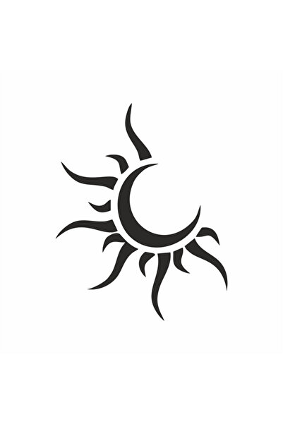 Reysa Tasarım Sun Moon Car Sticker 15x15 Cm Black