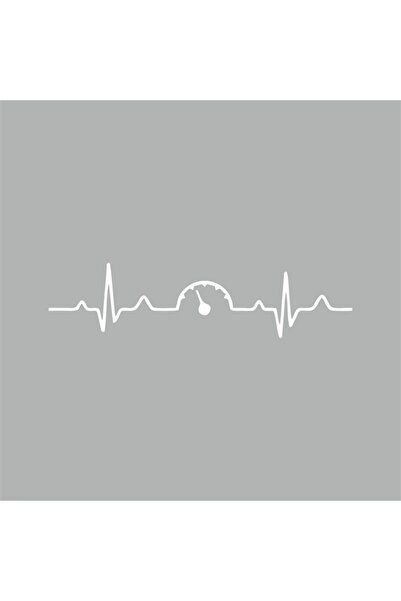 Reysa Tasarım Heartbeat Ibre Car Sticker 21x5 Cm Gray