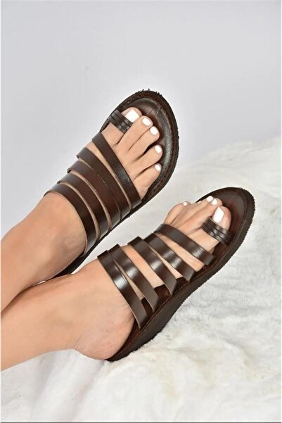 Fox Shoes Kahverengi Hakiki Deri Kadın Sandalet K374680203