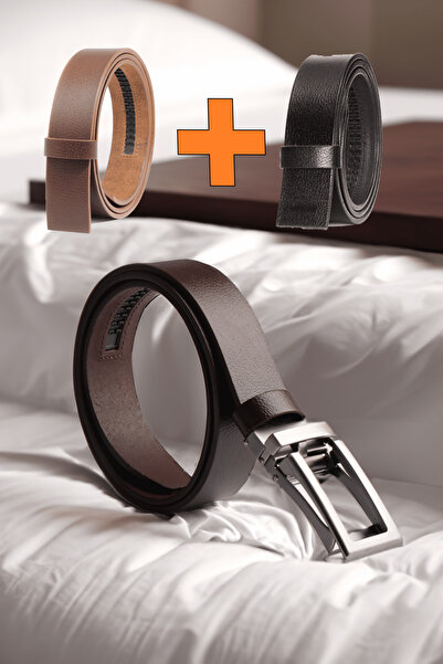 Pino44 Curea bărbătească 100% piele cu cataramă automată +2 benzi