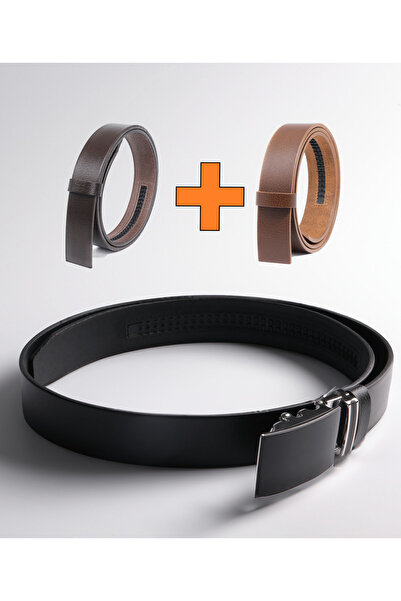 Pino44 حزام رجالي - جلد بوفالو 100%، إبزيم تلقائي، +2 شريط