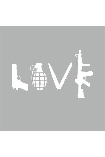 Reysa Tasarım ملصق Love Guns مقاس 20 × 10 سم باللون الرمادي