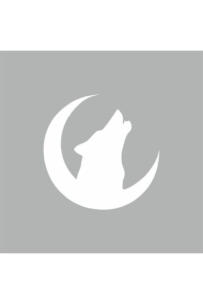 Reysa Tasarım Crescent And Gray Wolf Car Sticker 15x15 Cm White