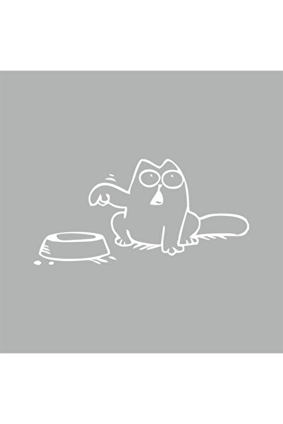 Reysa Tasarım ملصق سيارة على شكل قطة في انتظار التغذية مقاس 16 × 8 سم باللون ...