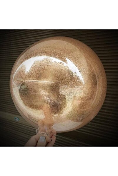 Baloncum Rose Gold Simli Yuvarlak Şeffaf Balon