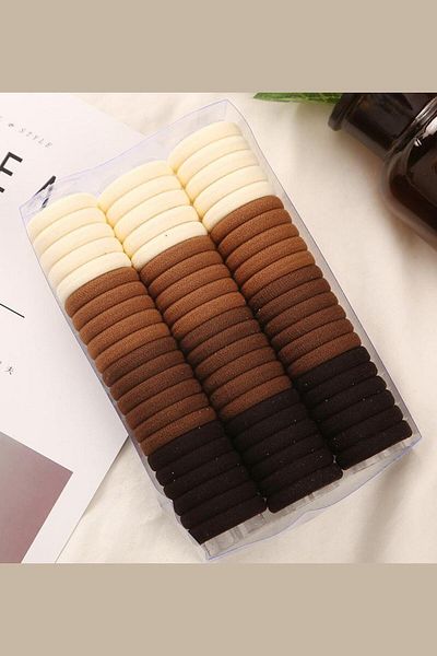 BAHELS Set of 100 Women's Brown Hair Rubber Buckles