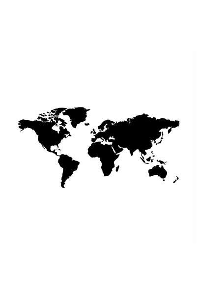 Reysa Tasarım World Map Car Sticker 20x15 Cm Black