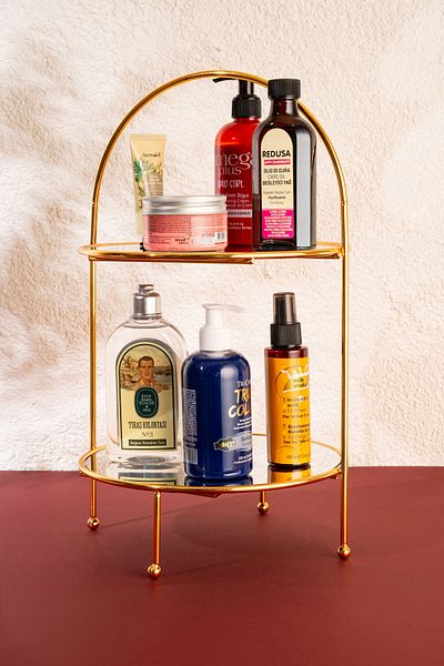 mba decor metal bending art Dome Model Gold Bathroom Cosmetic Jewelry Organizer Οργανωτής πολλαπλών χρήσεων 2 επιπέδων Παρουσίαση σερβιρίσματος Catering