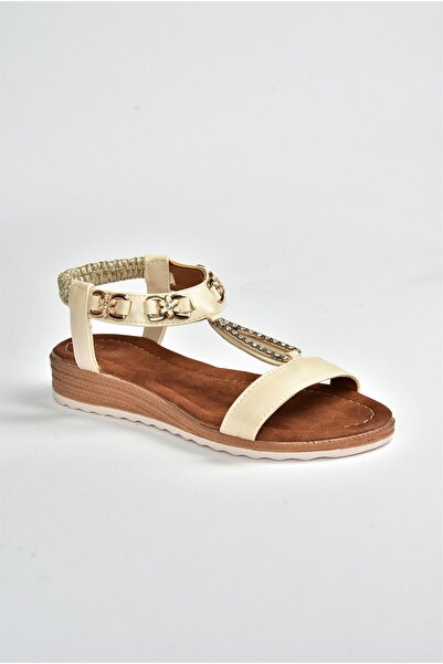 Fox Shoes Beige Stone Detailed Daily Women's Sandals M258312209